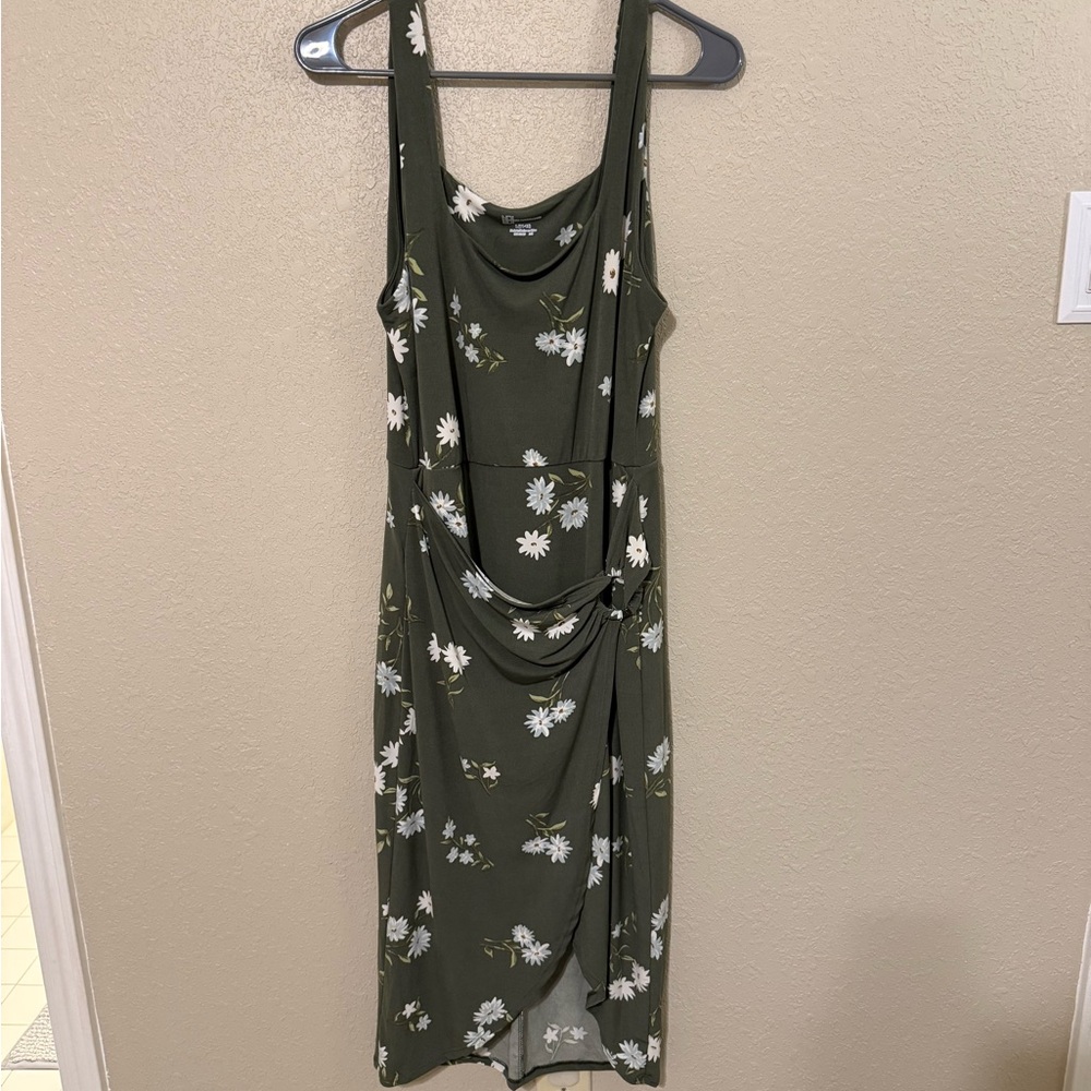 No Boundaries Olive Floral Midi Dress